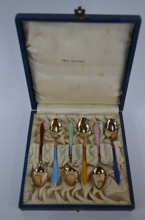 David Andersen silver gilt and enamel coffee spoons - Image 6 of 6