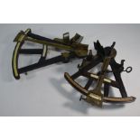 A 19th century French rosewood sextant with brass mounts