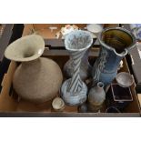 Nine various studio pottery and stoneware vases