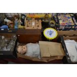 A vintage wooden 'Paragon' first aid box to/w doll