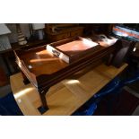 A rectangular mahogany tray top coffee table to/w a rectangular tray