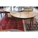 Pair of 19th century mahogany demi-lune console tables