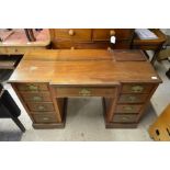 Edwardian mahogany breakfront kneehole desk