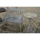 A Coalbrookdale style white painted cast iron garden bench