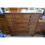 A large Victorian mahogany chest of two short over four long graduating drawers