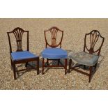 A harlequin set of six 19th century mahogany dining chairs