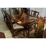 Regency style twin pedestal extending dining table