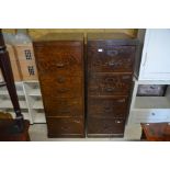 A pair of vintage scumble grained four drawer filing chests