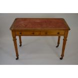 A late Victorian hall table with two drawers, turn