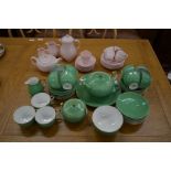 A Wedgwood '5156' pattern green and gilt part tea service