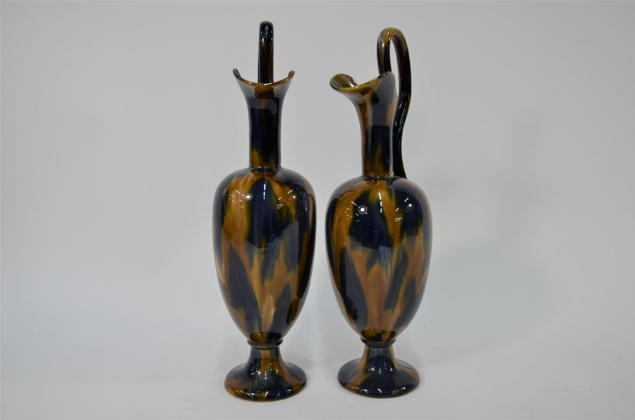 WITHDRAWN A pair of stoneware ewers of slender form - Image 3 of 5