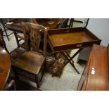 A mahogany tray-top butlers table on folding stand to/w a 19th provincial mahogany side chair (2)