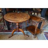 A burr walnut circular tilt-top occasional table