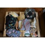 Two boxes of various vintage and later fabrics