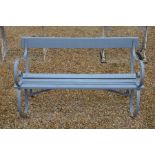 A Victorian grey painted two seater garden bench