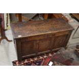 A small 18th century panelled oak coffer