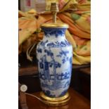 A 19th century Chinese blue and white jar lamp base