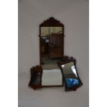 Three mahogany fret cut mirrors