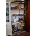 A contemporary steel six tier open open bookcase/display unit