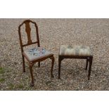 Edwardian walnut side chair with floral tapestry pad seat