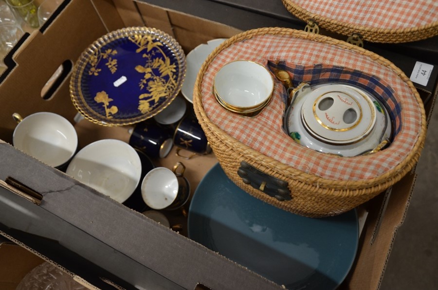 A Victorian Spode blue and gilt decorated part tea servce