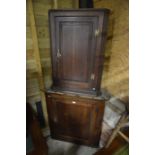 Two 19th century oak hanging corner cupboards