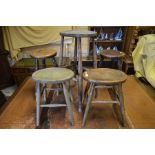 Five various antique oak and elm provincial stools