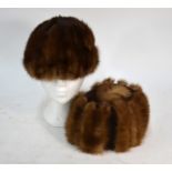 Two vintage mink fur hats