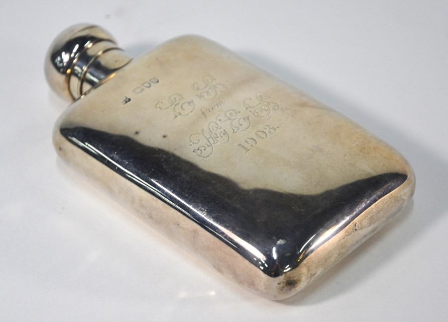 A late Victorian silver hip flask - Image 2 of 4