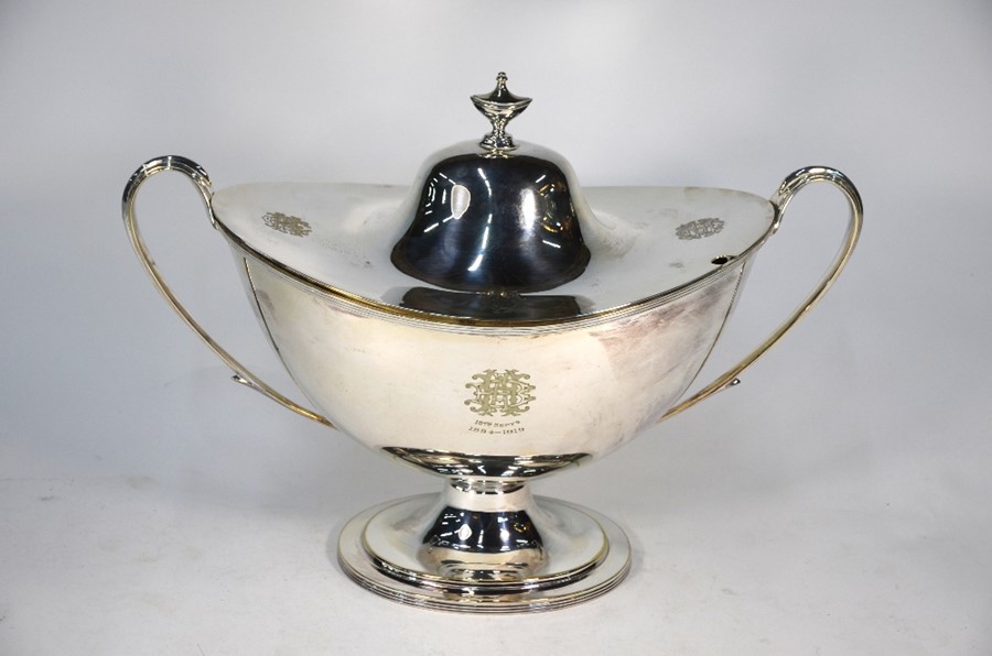 A late Victorian Adam Revival electroplated soup tureen and cover