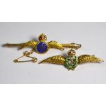 Two 9ct military lapel brooches