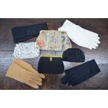 Four vintage evening bags/purses and collection of gloves