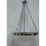An Art Deco inspired chrome plated hanging light fitting