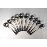 Ten George III silver OEP soup spoons