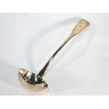 A William IV Scottish silver fiddle pattern soup ladle