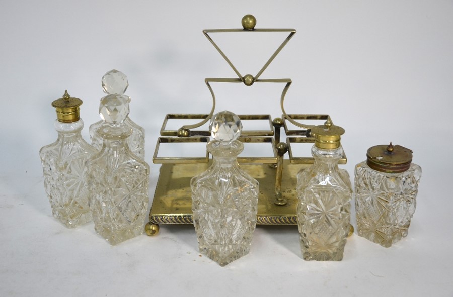 A conical cut glass decanter with silver collar and other items - Image 2 of 7