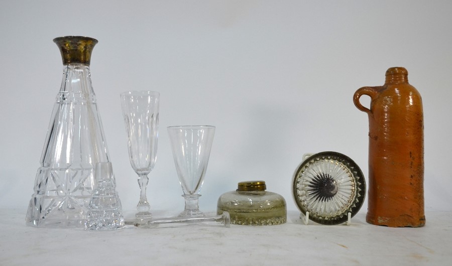 A conical cut glass decanter with silver collar and other items - Image 5 of 7