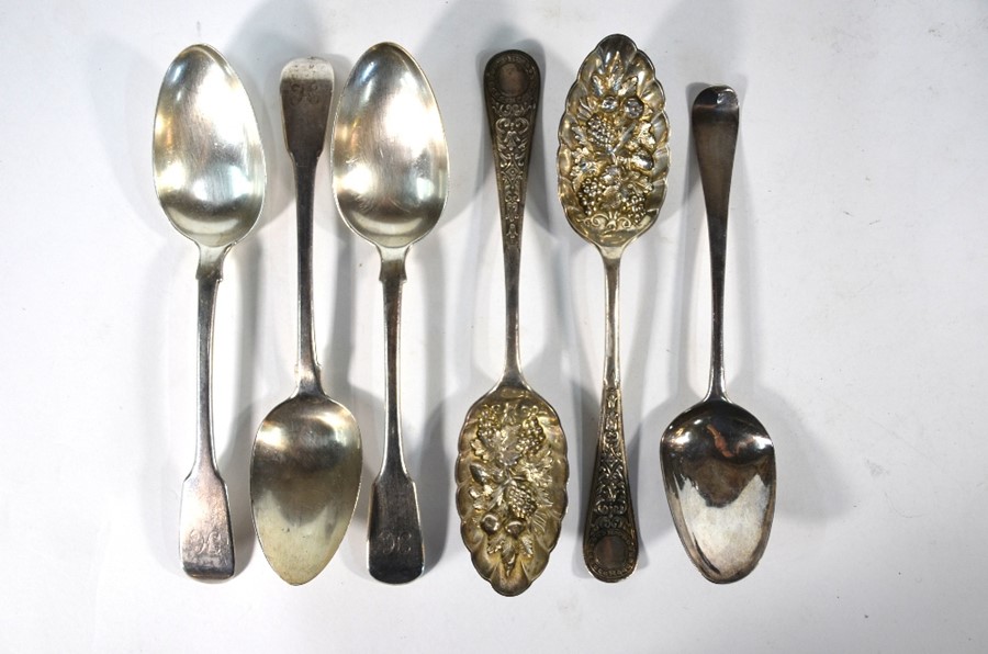 A pair of late Victorian silver berry spoons