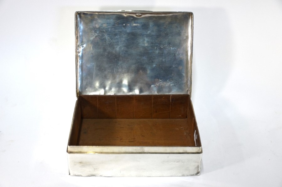 A late Victorian large silver Regimental cigar box - Image 3 of 4