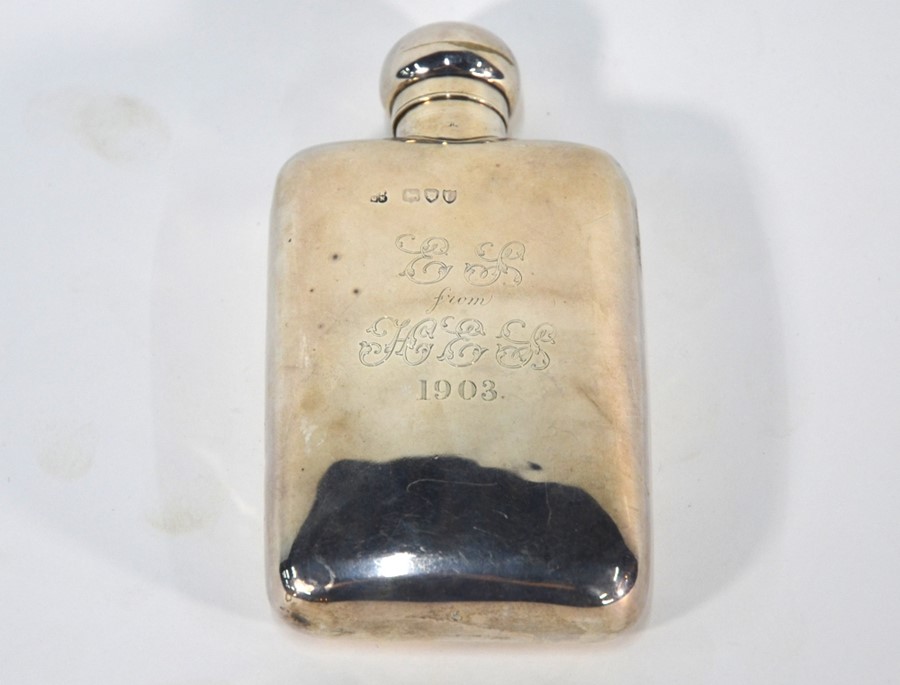 A late Victorian silver hip flask