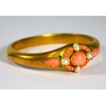 Victorian bloomed gold and coral bangle