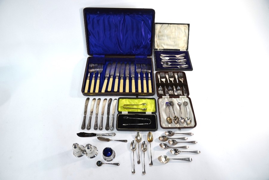 A silver brush set, flatware and other items - Image 2 of 3