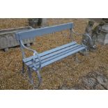 A Victorian grey painted two seater garden bench