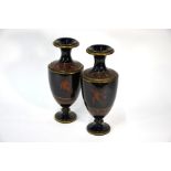 A pair of 19th century blue-glazed earthenware baluster vases