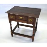A George III oak 3-drawer side table