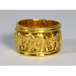 Yellow metal elephant band ring