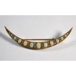 Late Victorian opal and diamond crescent brooch