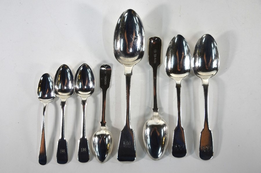 Silver fiddle pattern spoons, etc. - Image 3 of 4
