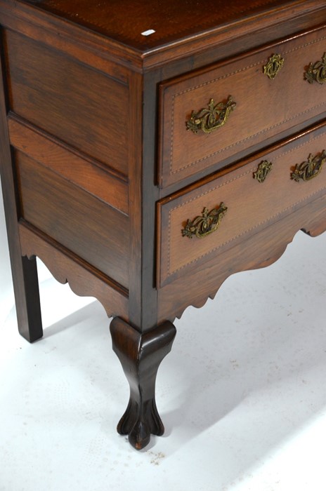 A 19th century mahogany and chequer cross-banded oak high dresser - Image 3 of 5