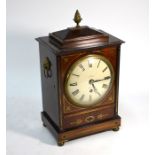 J Neale, London, a Regency brass inlaid satinwood cased single fusee table clock